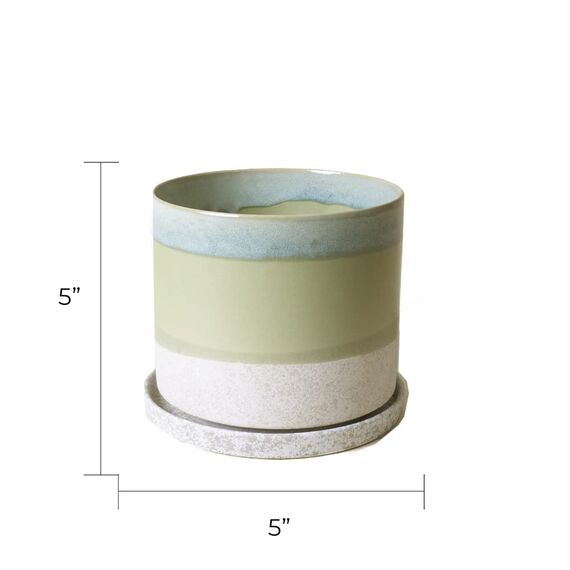 Chive "Minute Keramik-Übertopf – niedliche 12,7 cm Bunte Sukkulenten-Töpfe für Innen- und Außenpflanzen – schöne Moderne Bauernhaus-Küchendekoration – grüner Zement