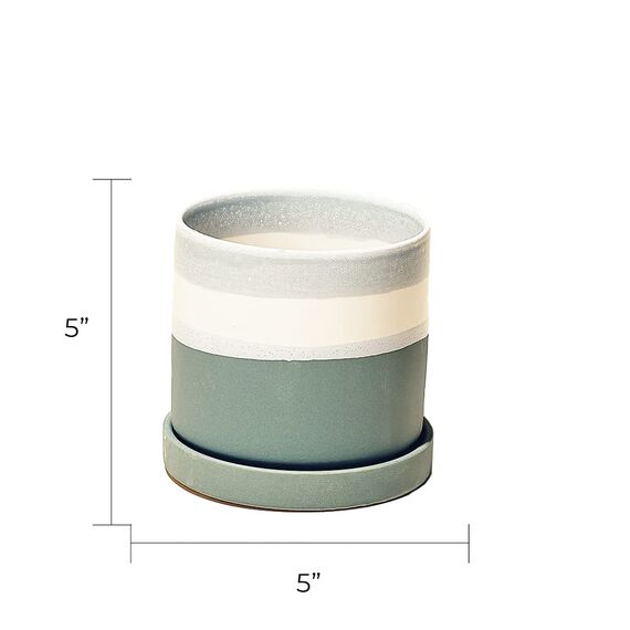 Chive - 12,7 cm Big Minute, Sukkulenten, Kaktustopf und Untertasse, Keramik-Blumen- Pflanzgefäß mit Drainageloch abnehmbarem Untersetzer, ideal für Innen- Außenbereich, Gartendekoration (mattes Grün).