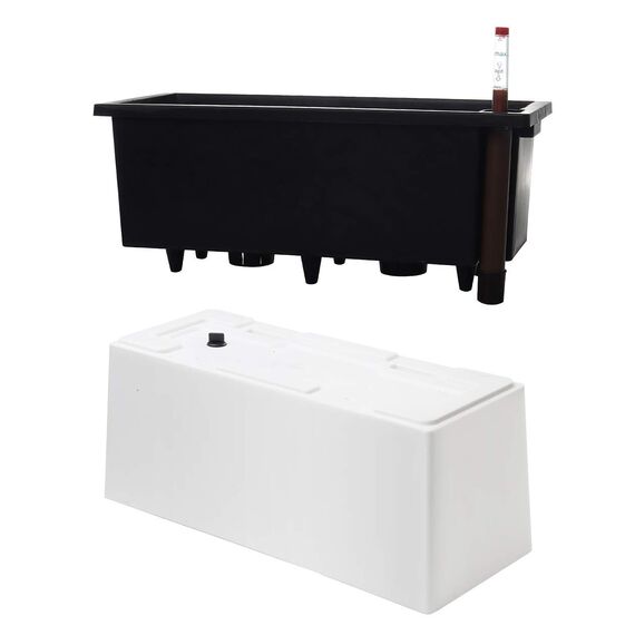 SAROSORA, rechteckiger Selbstbewässerungstopf, 36 cm lang – mit Wasserstandsanzeige, ideal für Pflanzen und Blumen im Innen- und Außenbereich, Sukkulenten, Kräuter, als Fensterkasten (1 Stück, weiß)