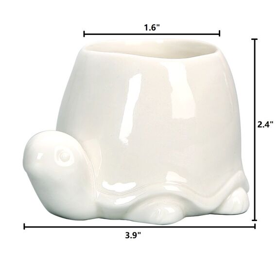 GeLive Weiße Schildkröte Keramik Sukkulenten Pflanzgefäß Schildkröte Pflanztopf Fensterbank Box Tier Blumenbehälter Tischplatte Dekor mit Drainageloch (2er Set Schildkröte)