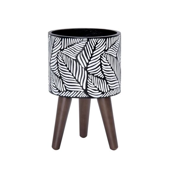 D'vine Dev 88-L-A-7 Pflanztopf mit Ständer, 20,3 cm großer Blumentopf mit Beinen für Zimmerpflanzen, klein, weiß/grau