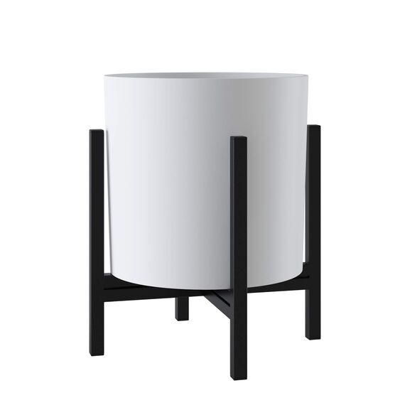 FaithLand Blumentopf, 20,3 cm, perfekt für moderne Pflanzenständer aus der Mitte des Jahrhunderts, Ablaufstopfen und Drainagegitter, weißer Pflanztopf