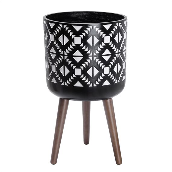 D'vine Dev Pflanzkübel für den Innenbereich, 27,9 cm, mit Ständer, geometrisch, 47 cm hoch, für Zimmerpflanzen, Übertopf mit Ablaufloch und Stopfen