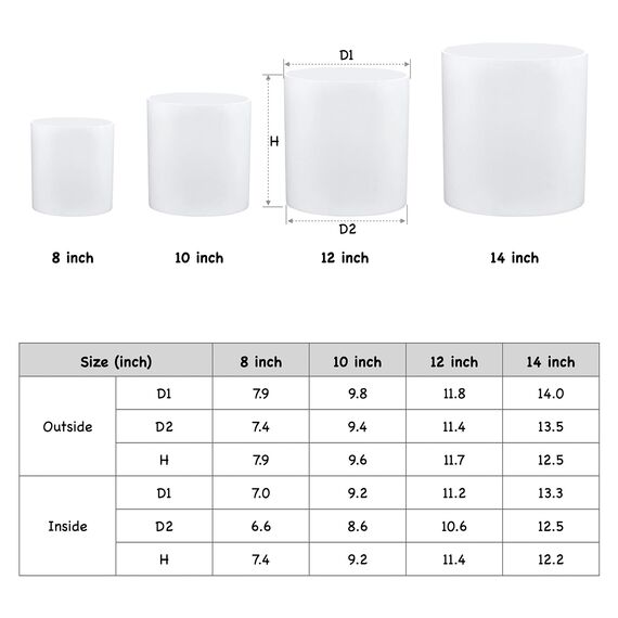 FaithLand Blumentopf, 35,6 cm, perfekt für Moderne Pflanzenständer aus der Mitte des Jahrhunderts, Ablaufstopfen und Drainagegitter, Mattweiß