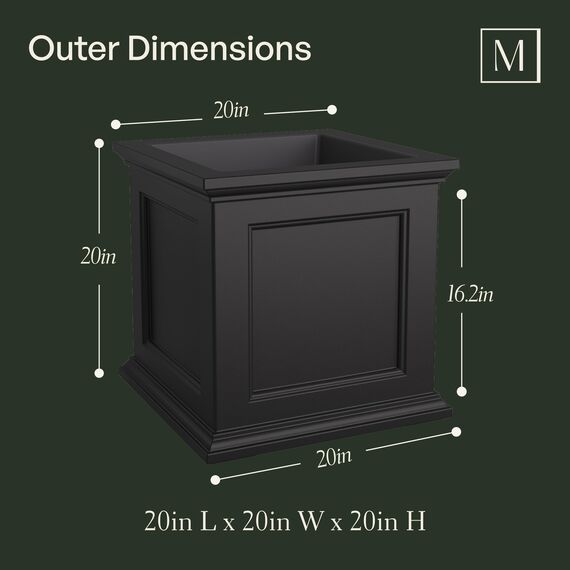 Mayne Fairfield quadratischer Übertopf für Blumen, selbstbewässernd, witterungsbeständig, langlebiges Outdoor-Design für Terrasse, Veranda oder Eingangsbereich, 50,8 cm