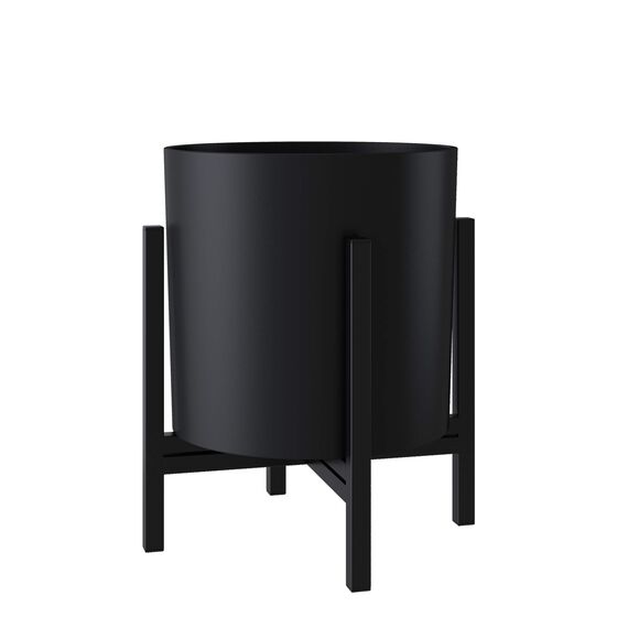 FaithLand Blumentopf, 20,3 cm, perfekt für moderne Pflanzenständer aus der Mitte des Jahrhunderts, Ablaufstopfen, Mattschwarz