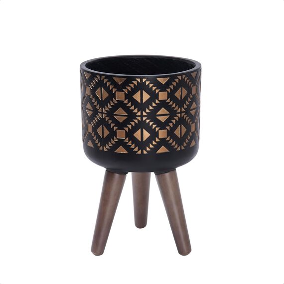 D'vine Dev 88-G-A-6 Pflanztopf mit Ständer, Mid-Century hoher Blumentopf mit Beinen für Zimmerpflanzen, klein, Bronze/Schwarz, 88-G-A-6