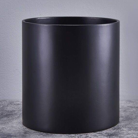FaithLand Blumentopf 35,6 cm – perfekt passend für Moderne Pflanzenständer Mitte des Jahrhunderts – Ablaufstopfen und Drainagesieb – Mattschwarz