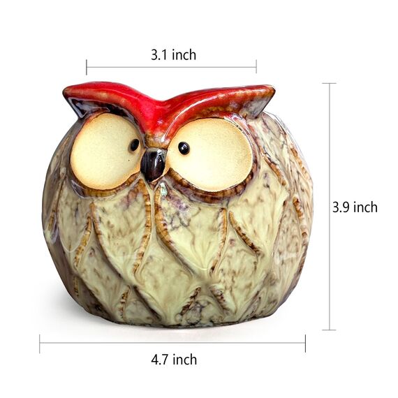 GeLive Eule Pflanzgefäß Keramik Sukkulenten Blumentopf Fun Tier Blume Container Dekoration Fensterbank Box mit Drainage Loch (Fett-Eule Pflanzer)
