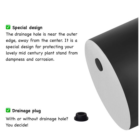 FaithLand Blumentopf, 20,3 cm, perfekt für moderne Pflanzenständer aus der Mitte des Jahrhunderts, Ablaufstopfen, Mattschwarz