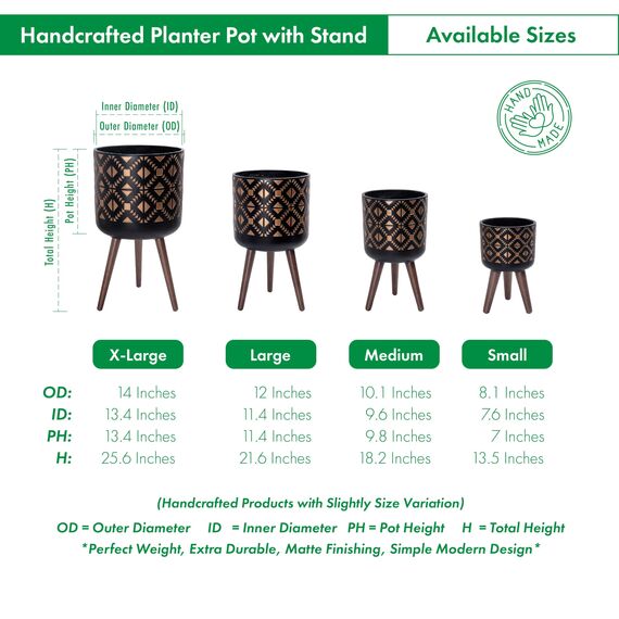 D'vine Dev 35,6 cm Pflanztopf mit Ständer, Mitte des Jahrhunderts hoher Blumentopf mit Beinen für Zimmerpflanzen, Bronze/Schwarz, 88-G-D-6