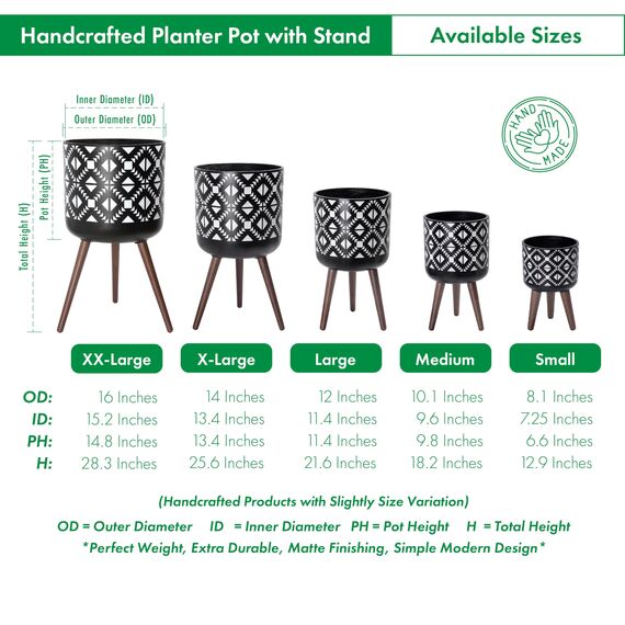 D'vine, Dev, Pflanztopf mit Ständer, Mid-Century modern, hoher Blumentopf mit Beinen für Zimmerpflanzen, klein, Keramik, grau/weiß, 20,3 cm, 88-G-A-4