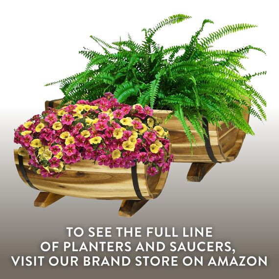 Classic Home & Garden 160015 Pflanzgefäß, halbes Fass, Akazie