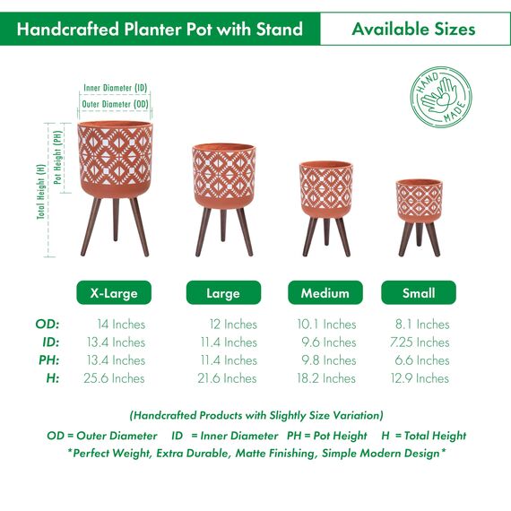 D'vine, Dev, Pflanztopf mit Ständer, Mid-century modern, hoher Blumentopf mit Beinen für Zimmerpflanzen, groß, Keramik, rot, Terrakotta/weiß, 30,5 cm, Dev 88-G-C-5