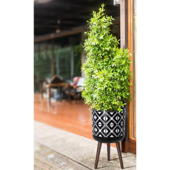 D'vine Dev Pflanzkübel für den Innenbereich, 27,9 cm, mit Ständer, geometrisch, 47 cm hoch, für Zimmerpflanzen, Übertopf mit Ablaufloch und Stopfen