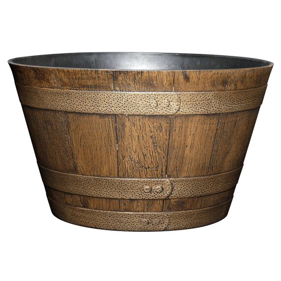 Classic Home and Garden Whiskey Blumentopf aus Kunstharz, Fass-Pflanzgefäß, Eichenbraun, 52,1 cm