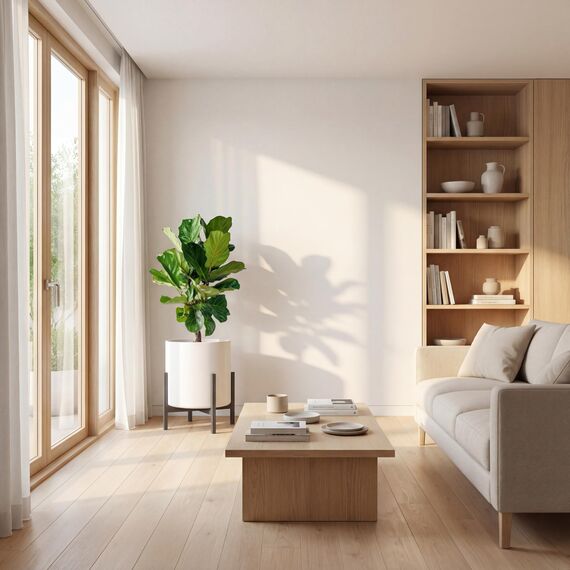 FaithLand Blumentopf, 35,6 cm, perfekt für Moderne Pflanzenständer aus der Mitte des Jahrhunderts, Ablaufstopfen und Drainagegitter, Mattweiß