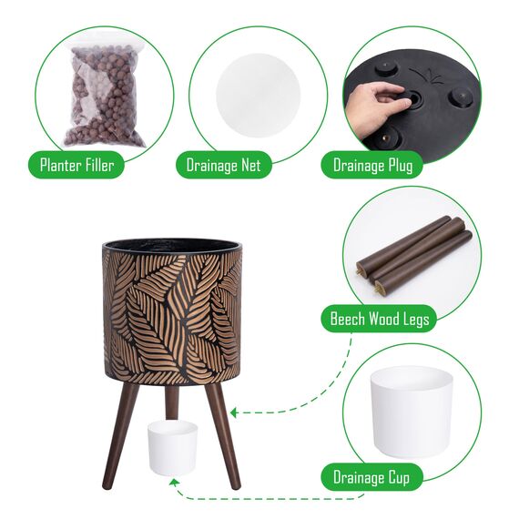 D'vine Dev 88-L-C-6 Pflanztopf mit Ständer, 30,5 cm großer Blumentopf mit Beinen für Zimmerpflanzen, groß, Bronze/Grau, 88-L-C-6