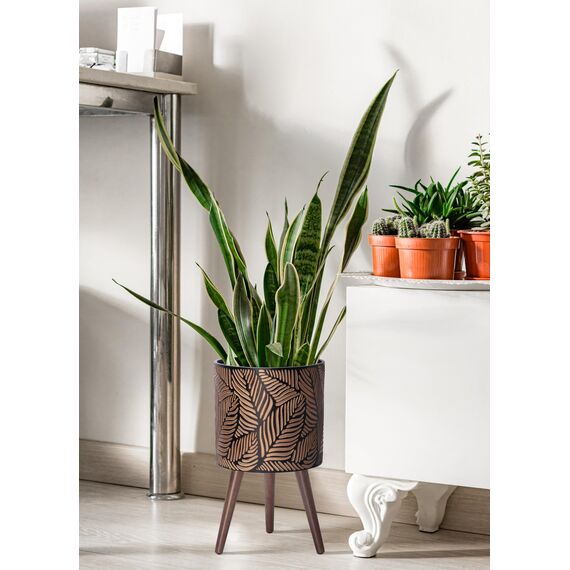 D'vine Dev 88-L-C-6 Pflanztopf mit Ständer, 30,5 cm großer Blumentopf mit Beinen für Zimmerpflanzen, groß, Bronze/Grau, 88-L-C-6