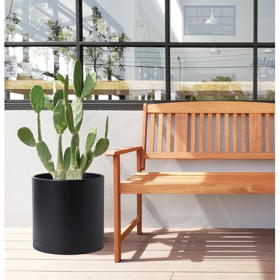 D'vine Dev 74-X-B-4 Pflanztöpfe aus schwarzem Kunststoff für Blumentopf mit Drainageloch und nahtlosen Untersetzern, 35,6 cm, Schwarz