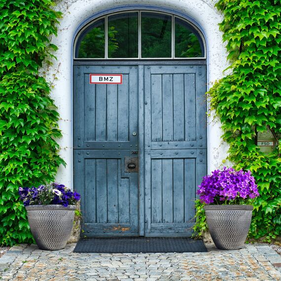 SG Traders 2 x großer runder Blumentopf aus Kunststoff, Gartendekoration, antikes Silber, 36 cm, Blumentöpfe für den Außenbereich, mit Drainagelöchern