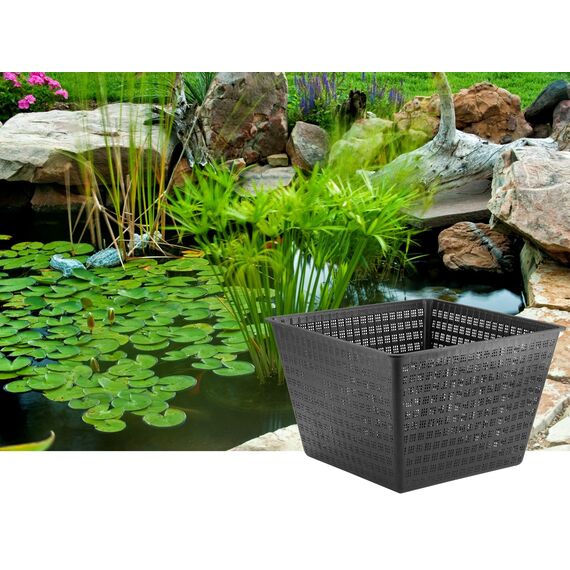 Little Giant 566556 UPB-1212-PW Quadratischer Wasserpflanzkorb für Teiche, 28,8 cm quadratisch x 18,7 cm hoch, schwarz, 566556
