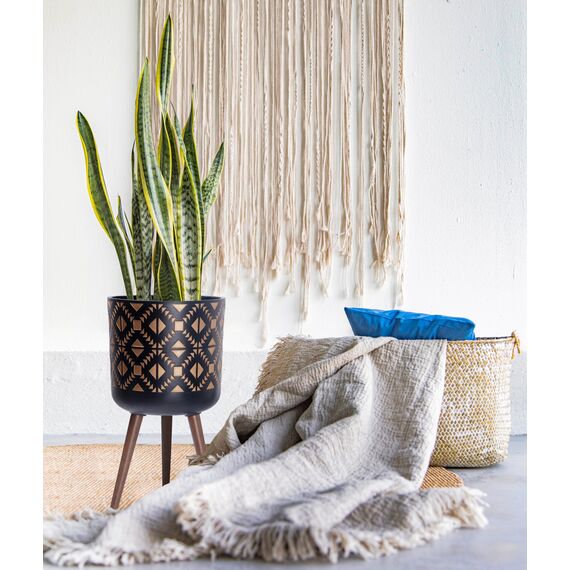 D'vine Dev 88-G-C-6 Pflanztopf mit Ständer, Mitte des Jahrhunderts hoher Blumentopf mit Beinen für Zimmerpflanzen, Bronze/Schwarz, 30,5 cm