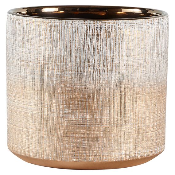 Rivet Rustikaler Blumentopf mit Kreuzschraffur, für den Innen- und Außenbereich, 15,8 cm Höhe, Bronzefarben