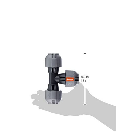Gardena Sprinklersystem T-Stück: Rohrverbinder für Rohrabzweigung des Verlegerohrs, 25 mm, Quick&Easy Verbindungstechnik, kompatibel mit Gardena Verlegerohre 25 mm, werkzeuglose Montage (2771-20)