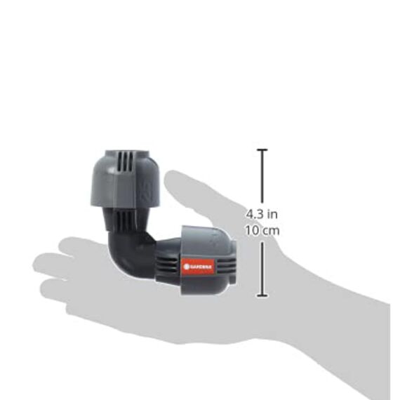 Gardena Sprinklersystem L-Stück: Rohrverbinder für Richtungsänderung des Verlegerohrs, 25 mm, Quick&Easy Verbindungstechnik, kompatibel mit Gardena Verlegerohre 25 mm, werkzeuglose Montage (2773-20)