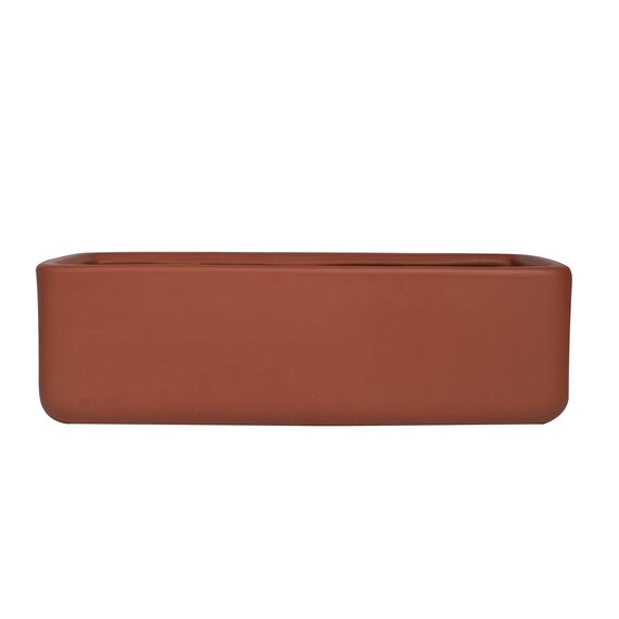 Thirtypot Rechteckiger Blumentopf, 25,4 cm, Terrakotta, Sukkulenten-Übertopf mit Ablaufloch, moderner Fensterkasten für Innen- und Außenbereich, Terrakotta