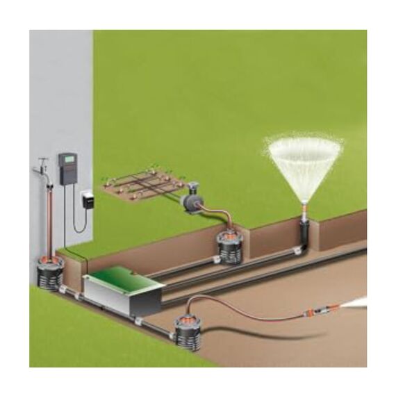 Gardena Sprinklersystem T-Stück: Rohrverbinder für Rohrabzweigung des Verlegerohrs, 25 mm, Quick&Easy Verbindungstechnik, kompatibel mit Gardena Verlegerohre 25 mm, werkzeuglose Montage (2771-20)