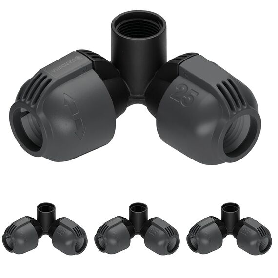 Gardena Winkelstück für flexiblen Regneranschluss: Verbindungsstück für Anschluss im Eckbereich, zum flexiblen Outline Regneranschluss der Pop-up Sprinkler, 25mm x 3/4 Zoll Innengewinde (02764-20)