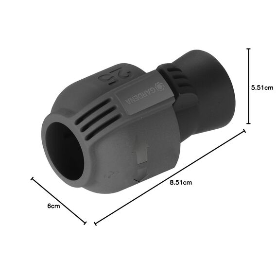Gardena Sprinklersystem Verbinder: Verbindungsstück für Rohranschluss und für Direktanschluss an Hausinstallation, 25 mm x 3/4 Zoll-Innenewinde, Quick&Easy Verbindungstechnik (2761-20)