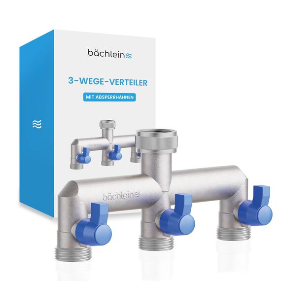Bächlein 3-Wege-Verteiler aus Messing für den Einsatz in Haus & Garten - 3 Wege Y-Verteiler für einen G 3/4" Wasseranschluss