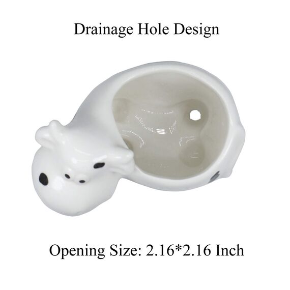 Gemseek Niedliche Kuh Sukkulenten Pflanztopf Topf mit Drainage Tablett Weiß Keramik Kaktus Blume Container Tier Bonsai Halter für Zimmerpflanzen