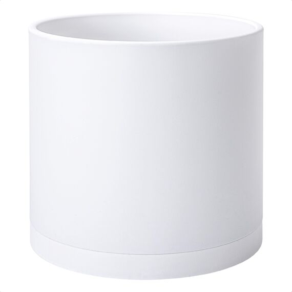 D'vine Dev Blumentöpfe aus Kunststoff, 35,6 cm, mit Ablaufloch und Nahtloser Untertasse, Weiß, 74-X-A-4
