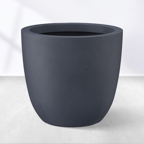 Kante AC0050B-60121 Übertopf aus Beton, modern, für drinnen und draußen, rund, 30,5 cm hoch, Dunkelgrau