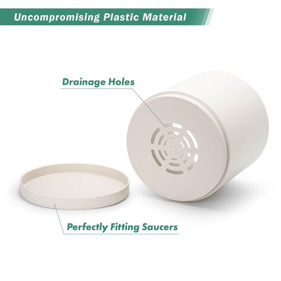 D'vine Dev 25,4 cm Kunststoff-Pflanztöpfe für Blumentopf mit Drainageloch und nahtlosen Untersetzern, Haferflocken, 74-X-H-2