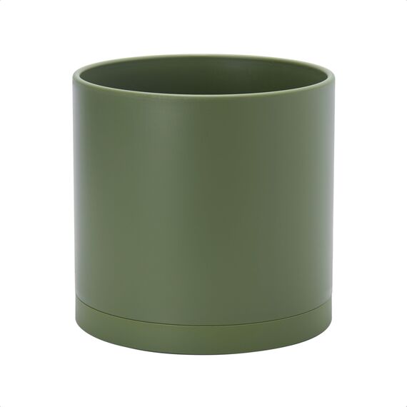 D'vine Dev 25,4 cm Kunststoff-Pflanztöpfe für Blumentopf mit Drainageloch und nahtlosen Untersetzern, Olivgrün, 74-X-I-2