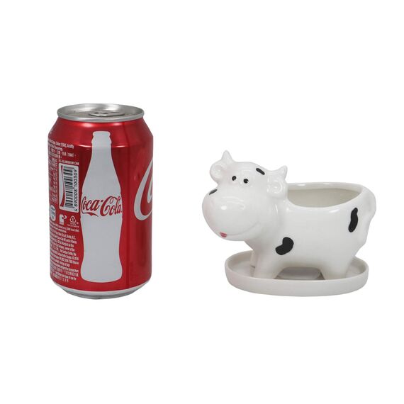 Gemseek Niedliche Kuh Sukkulenten Pflanztopf Topf mit Drainage Tablett Weiß Keramik Kaktus Blume Container Tier Bonsai Halter für Zimmerpflanzen