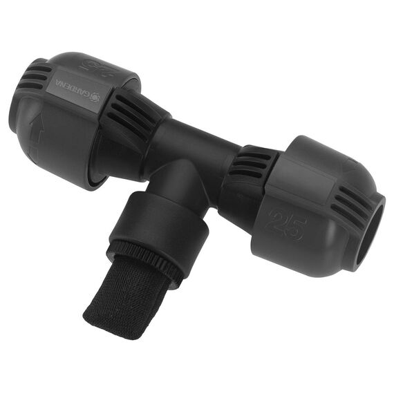 Gardena Sprinklersystem T-Stück mit Gewinde: Verbindungsstück für Entwässerungsventil, 25 mm x 3/4 Zoll- Innengewinde, Quick&Easy Verbindungstechnik, selbstdichtende Gewindeverbindung (2790-20)