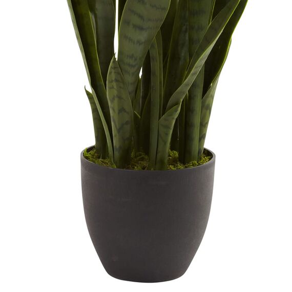 Nearly Natural, Green 4855 Sansevieria Pflanzgefäß, 88,9 cm, Schwarz