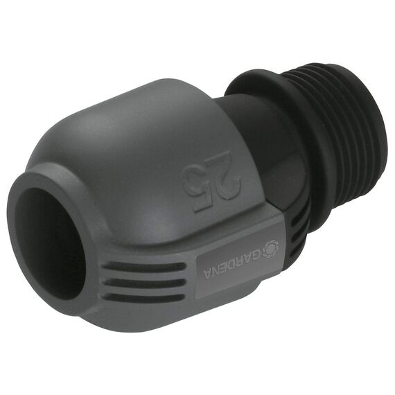 Gardena Sprinklersystem Verbinder: Verbindungsstück für Rohranschluss an Bewässerungsventile und Direktanschluss an Hausinstallation, 25 mm x 1 Zoll-Außengewinde, Quick&Easy Verbindung (2763-20)