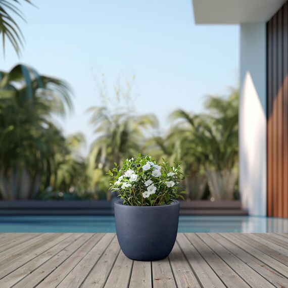 Kante AC0050B-60121 Übertopf aus Beton, modern, für drinnen und draußen, rund, 30,5 cm hoch, Dunkelgrau