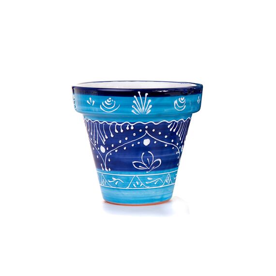 WG WATAGIFT Handbemalter keramischer Blumentopf Mediterraneo | Gartenpflanzgefäß mit Abflussloch | Innendekoration für Zuhause | Ø 20cm H 18cm