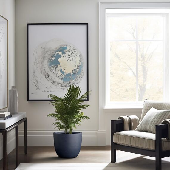 Kante RC0050B-C60121 Übertopf für drinnen und draußen, leicht, rund, 30,5 cm hoch, Anthrazit