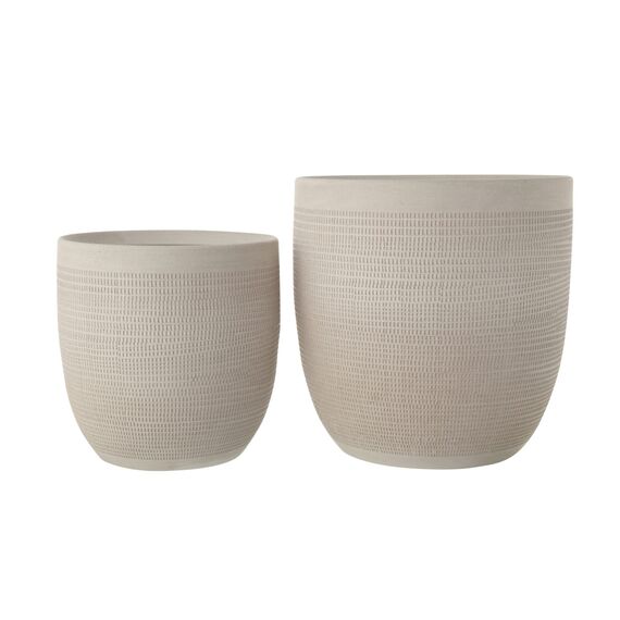 Creative Co-Op Small Matte White Embossed Stoneware Planter Pflanzgefäß, Steinzeug, Weiss/opulenter Garten