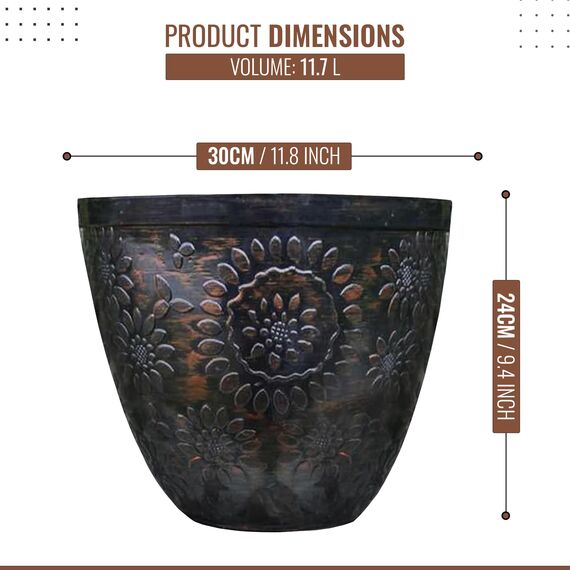 SG Traders Chengdu Garten-Blumentöpfe aus Kunststoff, rund, für den Innen- und Außenbereich, Durchmesser oben, mit Ablauflöchern, schöne Pflanzgefäße für Ihre Gartenbedürfnisse (30, 40 cm), 2 Stück