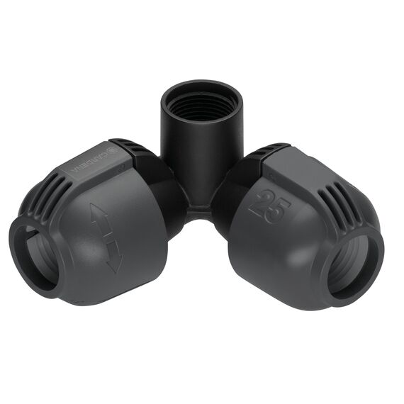 Gardena Winkelstück für flexiblen Regneranschluss: Verbindungsstück für Anschluss im Eckbereich, zum flexiblen Outline Regneranschluss der Pop-up Sprinkler, 25mm x 3/4 Zoll Innengewinde (02764-20)
